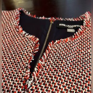 Karl Lagerfeld Red and Black Tweed Midi Dress